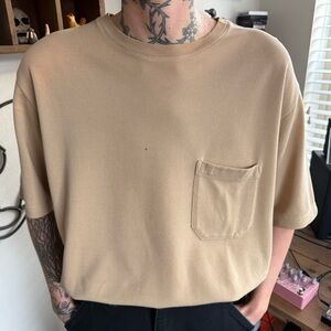 Vintage 90s 2000s Hermes H Logo Embroidered Pocket Tee ~ Size Large